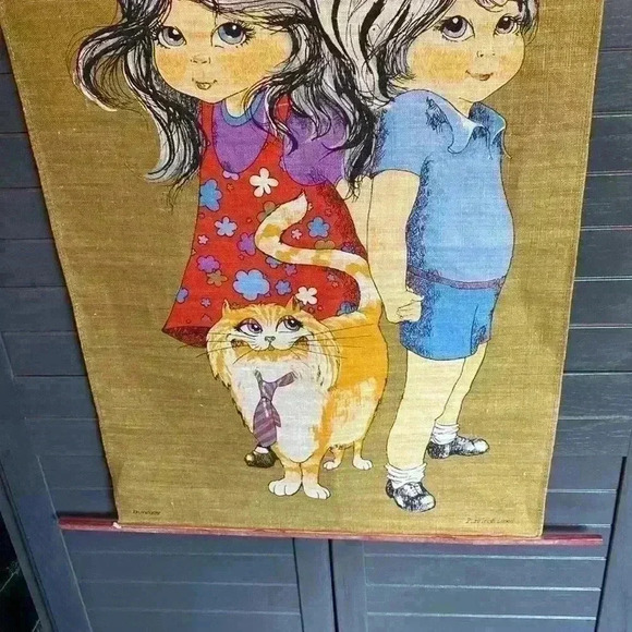 Vintage Wall  Hanging of girl and boy - Picture 6 of 16